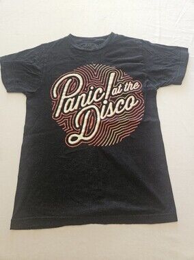Panic! At The Disco Unisex Black Band T-Shirt with Psychadelic Graphic Size xs